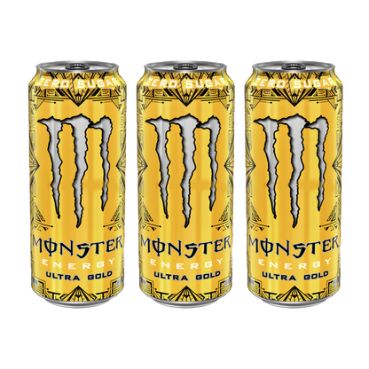 Monster Energy Ultra Gold Pack | 3 × 500ml Zero Sugar Pineapple Blend | Premium Energy Drink Combo