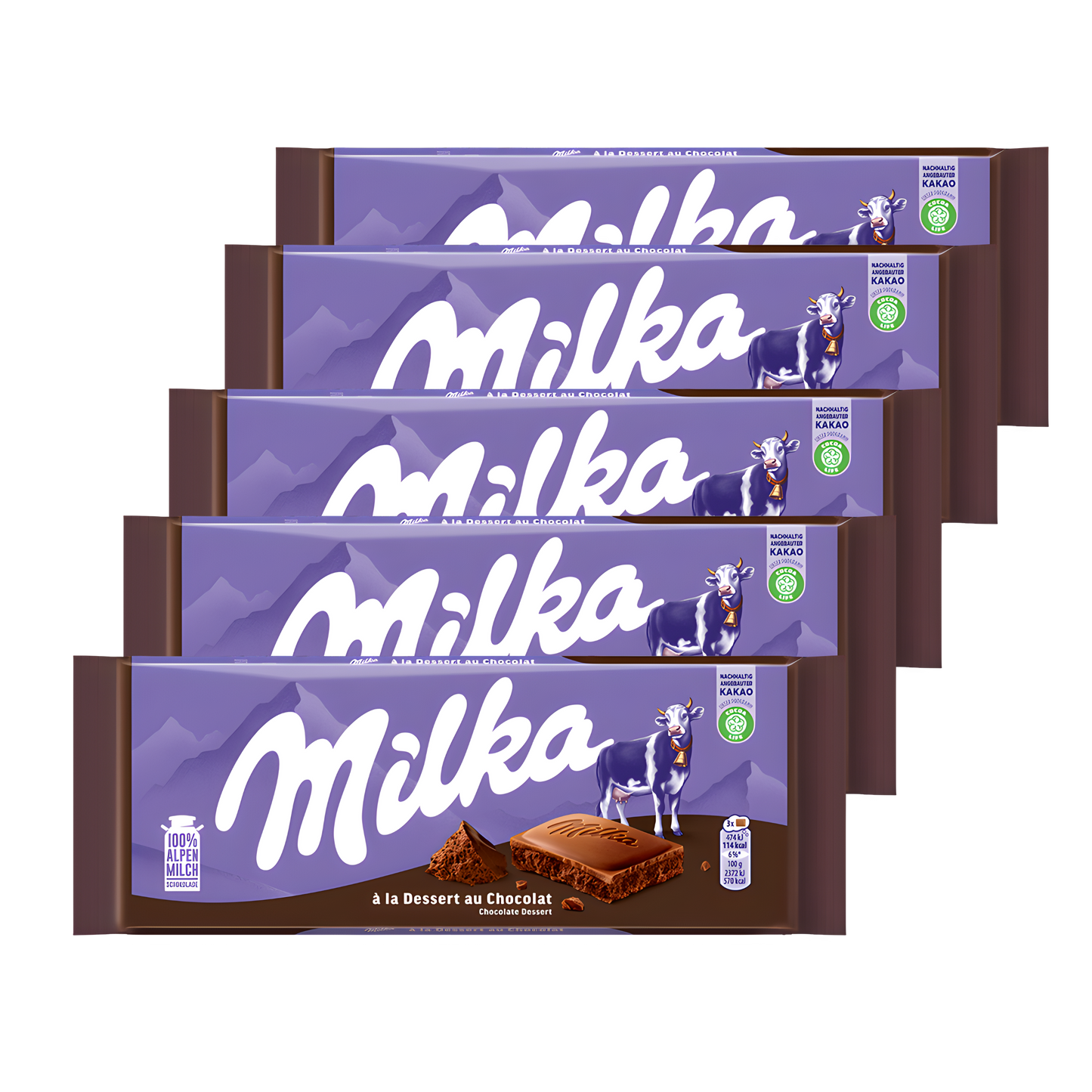 Milka Chocolate Dessert Pack | 5 × 100g Alpine Milk Dessert Bar | Premium Gift Bundle