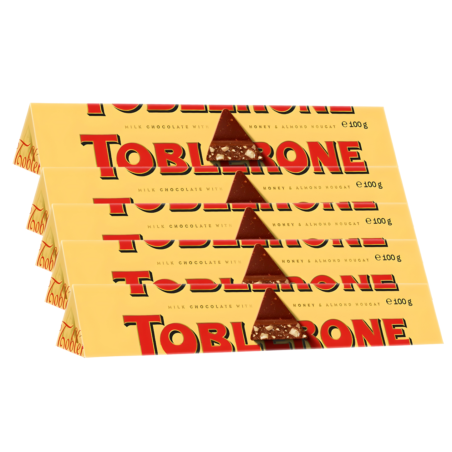 Toblerone Original Chocolate Pack | 5 × 100g Honey & Almond Nougat | Swiss Gift Set