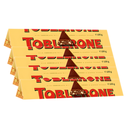 Toblerone Original Chocolate Pack | 5 × 100g Honey & Almond Nougat | Swiss Gift Set