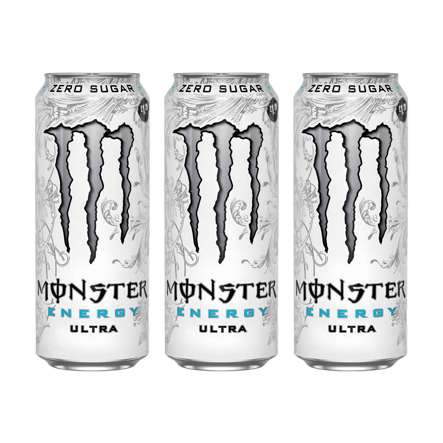 Monster Energy Ultra White Pack | 3 × 500ml Zero Sugar | Premium Energy Drink Combo