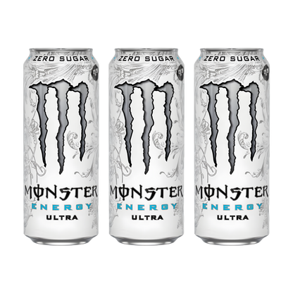 Monster Energy Ultra White Pack | 3 × 500ml Zero Sugar | Premium Energy Drink Combo