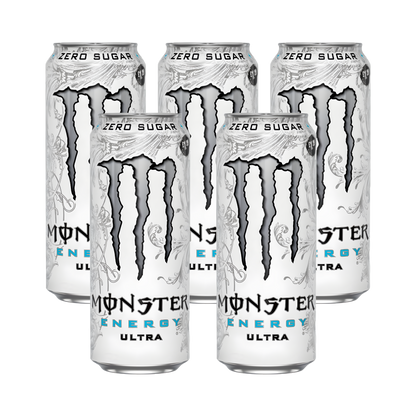 Monster Energy Ultra White Pack | 5 × 500ml Zero Sugar | Premium Bulk Energy Drink Combo