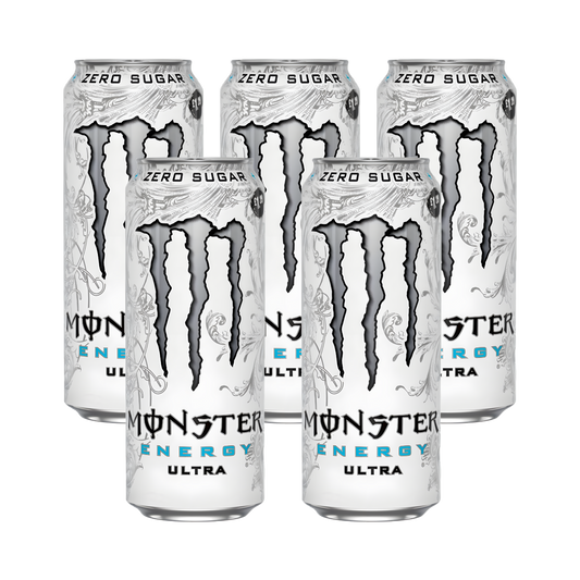 Monster Energy Ultra White Pack | 5 × 500ml Zero Sugar | Premium Bulk Energy Drink Combo
